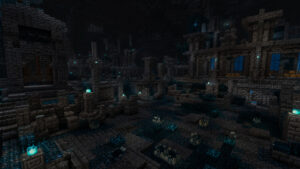 Древний город в Deep Dark с скалком в Minecraft