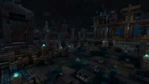 Древний город в Deep Dark с скалком в Minecraft