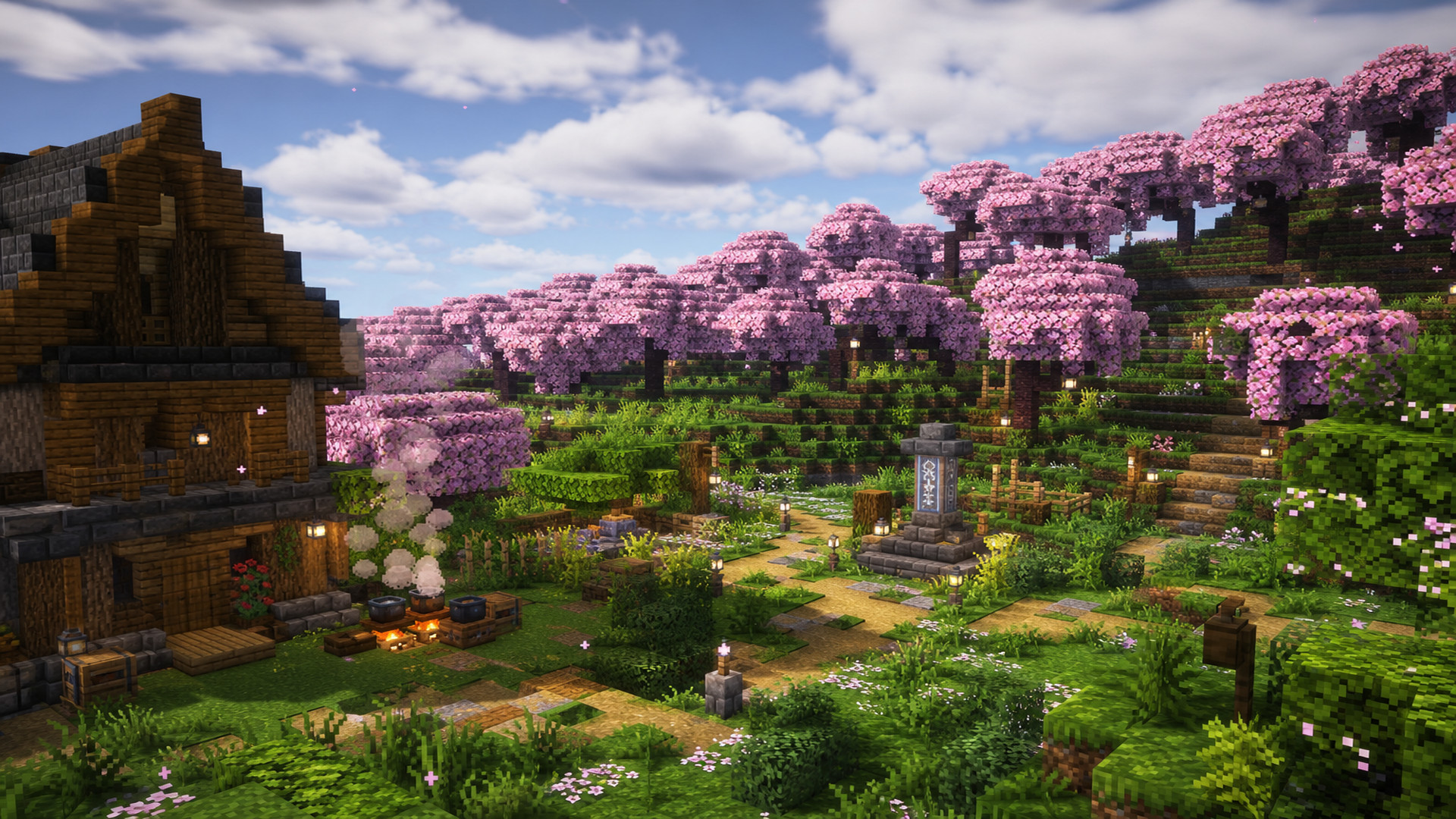 Мир с модами Fabric в Minecraft 1.21 — Sodium, Farmer's Delight, Waystones