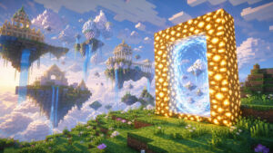 Портал из светящегося камня в небо — Aether Legends Minecraft Bedrock