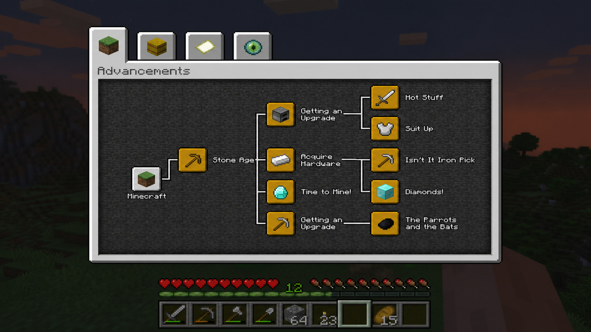 Достижения и advancements в Minecraft Java Edition