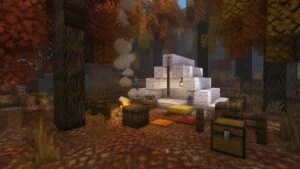 Заброшенный лагерь в осеннем лесу Minecraft Drop 3 2026