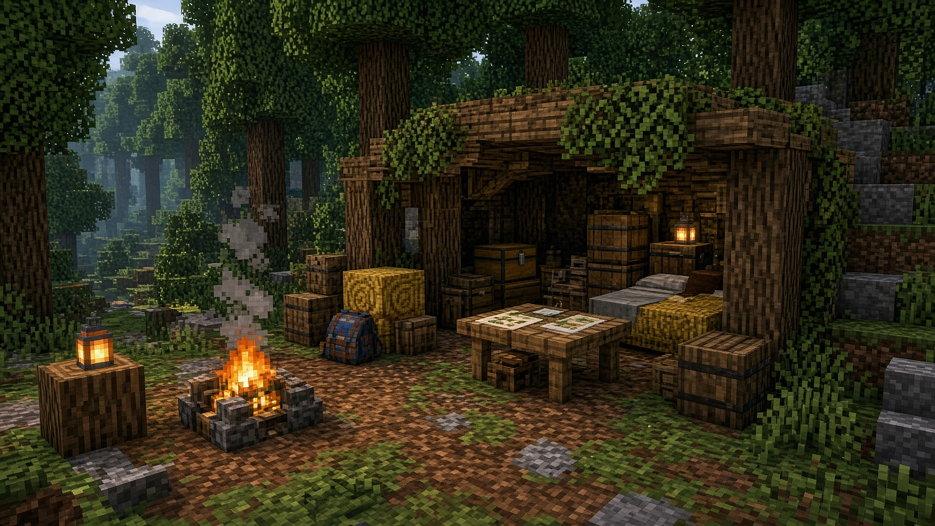 Заброшенный лагерь Abandoned Camp в лесу Minecraft Java 26.3