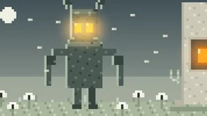 Скрипун в палевом саду Minecraft — горящие глаза и сердце в стволе