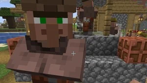 Житель Minecraft с изумрудом — торговля и профессии в деревне
