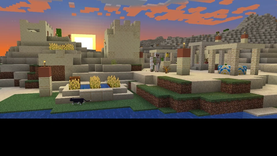 Деревня Minecraft с жителями и железным големом — официальный скриншот